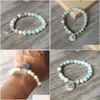 Matowa matowa amazonite Stone Strand Bransoletka Joga Chakra Mala Om Lotus kobiety mężczyźni urok ręcznie robiony biżuteria dostawa Bracele dhgarden dhzcj