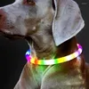 Colliers pour chiens Collier lumineux pour animaux de compagnie rechargeable avec marche lumineuse la nuit Doux Coffre-fort dans l'obscurité Longueur réglable B03D