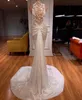 Robes de mariée sirène de luxe sans manches col haut perles scintillantes perles paillettes appliques creux 3D dentelle robes de mariée grande taille robe de mariée personnalisée