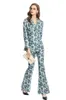 Kvinnors tvådelade byxor Designer Inspirerade kvinnor Autumn Blazerpant Set High Quality Floral Print Suitset Runway Fashion 2023