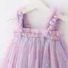 Girl's Dresses Birthday Strap Dress For Baby Girl Clothes Summer 3D Angel Wings Fairy Princess Mesh Tutu Kid Party Costume 230214
