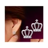 Charme 925 Sterling Sier Couronne Boucles D'oreilles Pour Les Femmes De Mode Minuscule Oreille Pin Fine Jewelry Drop Delivery Dhqjf