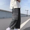 Men's Pants Trendy Casual Trousers Roll-up Cuffs Loose Fit Men Spring Autumn Pure Color Long Ankle-Length Baggy Daily Clothing