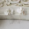 Wedding Hair Jewelry Handmade Freshwater Pearls Ceram Flower Bridal Pin Set Sticker Accessorie 230214