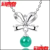 Pendentif Colliers Version coréenne des bijoux avec diamants Jade Collier Net Red Bow Ruby Calcédoine Vert Agate Femme Cristal D Dhlfb