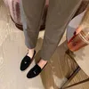 イタリアのデザイナーLoropiana Shoes LP Penny Loafers女性の春と秋の革のフラットボトムイギリスの特大の女性の靴