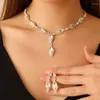 Halsbandörhängen Set 2023 Zircon Rhinestone Pendant Full Crystal Silver Plated Elegant Bridal Wedding Jewelry