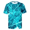 Camisetas masculinas Luz visual Luz visual 3D Impressão digital de verão masculino e feminino Suporte de camiseta de manga curta curta