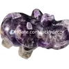 Dream Amethyst Elephant Carving Garden Figurine Regalo decorativo Naturale Chevron Ametista Cristallo Elefante Quarzo Statua Lucky Banded Gemstone Animal Skull 4.7"