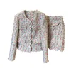 Tweedelige kledingontwerper 22 Autumn Celebrity Style Outerwear Rok Dameswesterse Tweed Tweed Tweed Set MJ3G