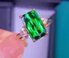 Cluster Rings E708 Tourmaline Ring Fine Jewelry Solid 18K Gold Nature Green Gemstones 3.8ct Diamonds For Women Present