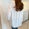 Camicette da donna Fashion Clthing Female 2023 Camicie basic bianche a maniche lunghe Top da donna e chiffon Bottoni neri Solid Office Wear 1601