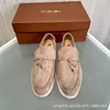 Designer Loropiana Charms Sapatos Primavera e outono Couro genuíno LP Sapatos lefu Soo British Style One Step Lazy Casual Saple Shoes Mulheres DXRT