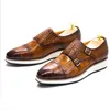 Mens Genuine Leather Casual Shoes Classic Crocodile Pattern Shoe for Men Leather Fashion Buckle Monk Strap Sneakers D2A13