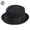 넓은 가슴 모자 양동이 FS 빈티지 돼지 고기 파이 남자 울 펠트 Fedora Black Mans Church Jazz Ribbon Trilby Panama Gangsters Caps Gentlemen 230214