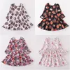 Girl's Dresses Girlymax Fall Halloween Baby Girls Children Kids Clothes Milk Silk Floral Farm Pumpkin Print Twirl Dress Knee Length Long Sleeve 230214