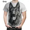 Herr t-skjortor 2023 sommar mode mäns personlighet t-shirt hund målning tysk herde 3d tryck kort ärm avslappnad