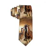 Bow Ties Fashion Horse 3d Baskı Erkekler Kravat Slim 8cm Naylon Partisi Düğün Komik Kadın