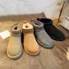 Avustralya Ity Women Boot Tasarımcısı Tasman Snow Boots Moda Bayanlar Platformu Tazz Kürk Terlik Klasik Mini Süet Koyun Dinili Yün Kış 492