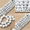 Perles de pierre naturelle turquoise de 8 mm, howlite blanche, truquoises rondes en vrac pour la fabrication de bijoux, taille au choix de 15,5 pouces 4 6 8 10 12 14 mm Dhgarden Dh4Jd