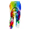 Calça masculina de anel social casual masculino impressão colorida gradiente de fumaça zíper da cintura elástica Suje de calça masculina roupas