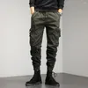 Men's Pants 2023 Cargo Men Drawstring Ankle Length 9 Part Trousers Streetwear Fashion Cotton Casual Work Military