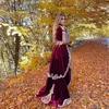 Party Dresses Saudi Arabia Burgundy Morocco Caftan Evening High Neck Mermaid Prom Velvet 3 Piece Formal 230214