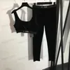 Designers Dam Tvådelade Byxor Causal Linne Byxor Sportdräkter Märke Bokstav Mode Set Sexiga Underkläder Bikini S XL