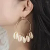 Boucles d'oreilles à clous, 10 grands cercles suspendus, belle coquille naturelle, Style Boho, bijoux cadeaux pour filles et dames, vente en gros, 2023
