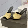 Zapatillas Sin Cordones para Mujer Tacones De Aguja Sandalias Trenzadas De Mezclilla De 10 Cm Zapatos De Vestir con Boca De Pez para Fiesta Zapato De Boda Clásico Negro Tamaño Grande con Bolsa para El Polvo Zapato De Playa