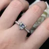 Cluster Rings Romantic 1Ct Heart Shape D Color VVS1 Moissanite Engagement Ring AU585 14K White Gold Anniversary Diamond Jewelry