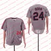 Vintage basebolltröja 24 Manny Ramirez Jersey 19 Bob Feller 14 Larry Doby Sydd filmtröjor