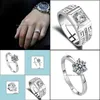 Anneaux De Bande Baiser Mandy Classique Couple Bague De Mariage 6.5Mm Largeur Conception Simple Ouvert Avec Lunette Réglage Cz En Gros Jewlry Drop Livrer Dhd94