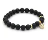 Brin Ailatu vente en gros 10 ps/lot 8mm A Grade noir mat Onyx pierre CZ perles breloque Bracelet cadeau de fête