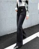Women's Jeans Designer The new front pocket chain decoration micro flare pants style is absolutely unique DJT0