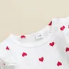 Kledingsets Citgeett Spring Valentijnsdag Babymeisjes Sets Hartprint Ruches Ruches Lange Sleee BodysuitsUsPender Rokken Outfit 230211