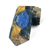 Bow Ties Printing 3D Malarstwo olejne Mężczyźni Jacquard krawat 8cm moda szczupła biznes harajuku swobodne randki akcesoria wakacyjne krawat