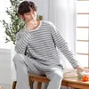 Mäns sömnkläder Casual O Neck Cotton Pyjamas Men's Pijama sätter hösten andas långärmad sömn toppar man hem kostym dropship