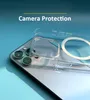 Magnetiska ultratunna klara PC Magnetiska telefonfodral för iPhone 14 13 12 Pro Max Transparent Ingen gulning av mobiltelefonskydd