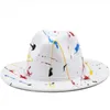 Large Brim Chapeaux Seau Laine Femmes Hommes Graffiti Fedora Pour L'hiver Automne Élégant Lady Gangster Trilby Feutre Homburg Église Jazz 5558CM 230214