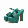Brand Name Womens Sandals High Heel 15CM Platforms Female Buckle Strap Rhinestone Shoes SZ35-43