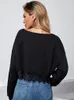 Dames t shirts sexy kanten patchwork zwarte tops short tees vrouwen 2023 herfst winter mode casual wafel wafel t-shirt kantoor dame met lange mouwen