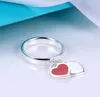 Titanium Steel Silver Love Ring Luxury Men and Women Blue Red Pink Ring Designer Par Jewelry Gift237n