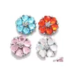 Clasps Hooks Noosa Plating Dazzling Heart Crystal Snowflake Snap Buttons Fit Diy 18Mm Button Bracelet Necklace Acc Ingredients Jew Dhf84