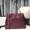 Double G Quaste Leder Large Einkaufsbeutel Frauen Designer 6 Farben rot schwarz braun rosa grau burgund einkaufen lässige Handtaschen mit Kette 275b