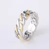 Кольца MISANANRYNE мужское кубинское кольцо 925 с серебряным покрытием Cz панк-цепочка кольца на палец для мужчин ювелирные украшения большой размер пара кольцо G230213
