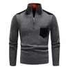 Suéteres masculinos Winter Men Fleece mais grosso de qualidade masculina lã de malha de malha tops meio zíper com gola alta