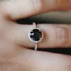 Band Rings New High Quality Rose Gold Colors Inlaid Black Crystal Stone Rings Carved Gem Rings For Women Wedding Anniversary Jewelry Anel G230213