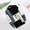 Sweaters masculinos Anti-pilos elegantes Elásticos Anti-Shrink Sweater Sweater Soft Men Color de contraste de invierno para la escuela