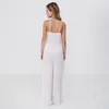 Kvinnors sömnkläder Chiffon Suspenders Pyjamas Suit For Women Two Piece Set Loose Justerbara axelremmar Toppar Casual Trousers Woman